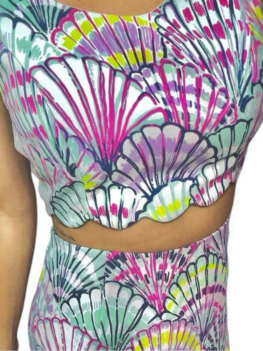 Lilly Pulitzer Multicolor Shell Print Crop Top - Pink, Purple, Yellow, Blue